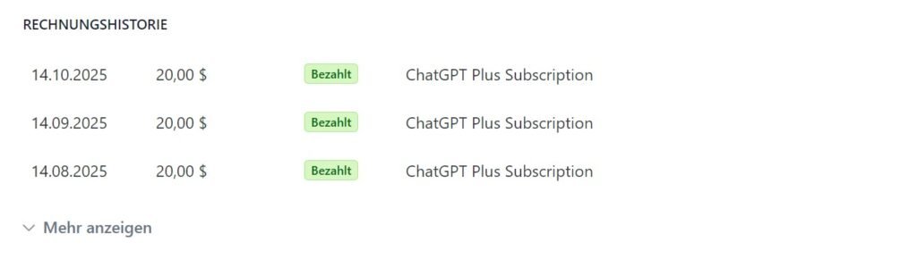ChatGPT Rechnungen